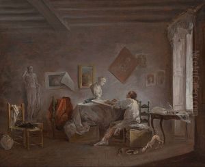 The Artist in His Studio by Hubert Robert