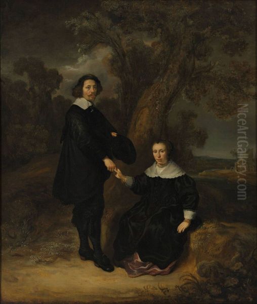 Double portrait of Dirck Graswinckel (1600-1666) en Geertruyt van Loon (1600-1675) - view 1