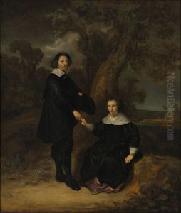 Double portrait of Dirck Graswinckel (1600-1666) en Geertruyt van Loon (1600-1675)