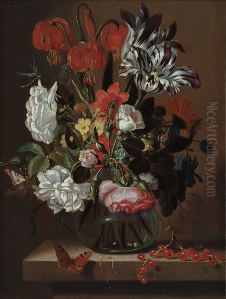 Bloemen in een glazen vaas - view 1