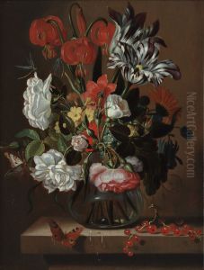 Bloemen in een glazen vaas Bloemen in een glazen vaas
