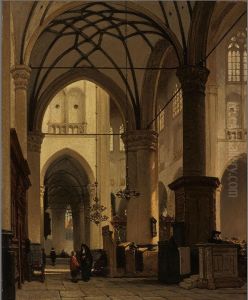 Interior of the Great or St Lawrence's Church in Alkmaar by Johannes Bosboom