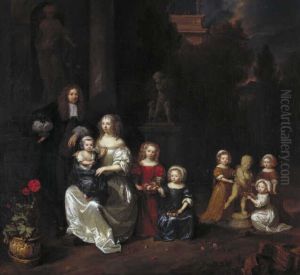Familiegroep in een park Familiegroep in een park