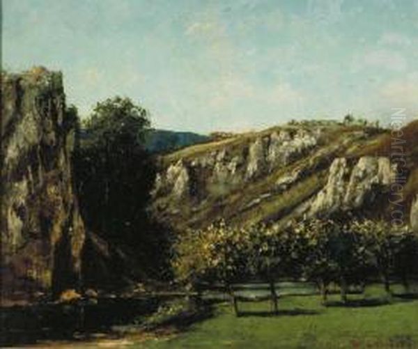 Berglandschap met vruchtbomen bij Ornans - view 1