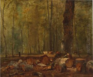 Boslandschap by Constant Troyon