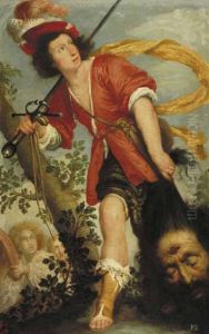 David met het hoofd van Goliath by Bernardo Strozzi