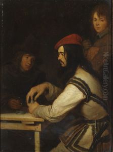 Drie mannen in een herberg by Gerard Ter Borch