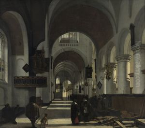 Interieur van een kerk by Emanuel de Witte