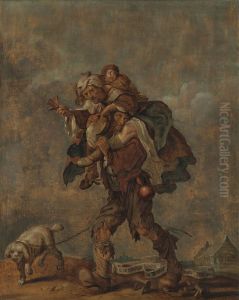 Wretched are the legs that must bear the burden of poverty by Adriaen van de Venne
