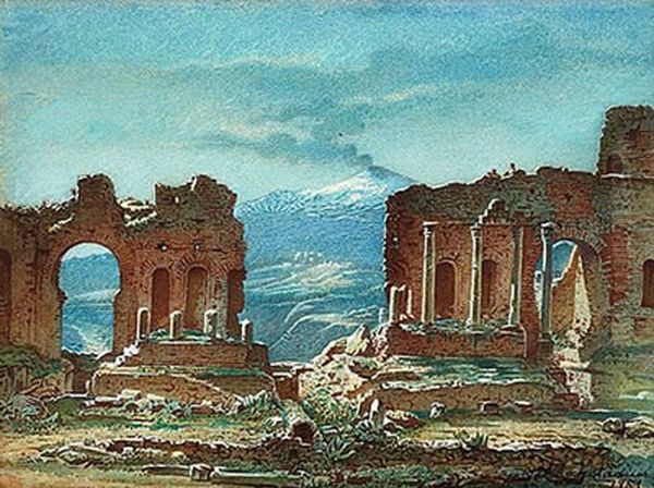 The ruins at Teatro Greco in Taormina, Sicily - view 1
