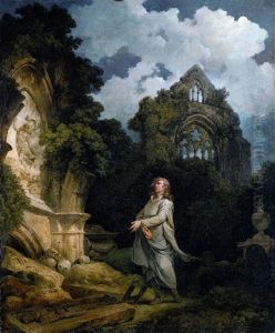 Visitor to a Moonlit Churchyard by Philip James de Loutherbourg