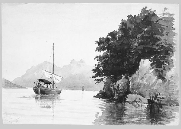 Lake of Lecco (from Switzerland 1869 Sketchbook) - view 1