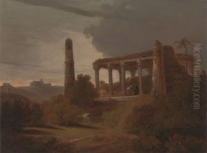 Indian Landscape with Temple Ruins by Thomas Daniell