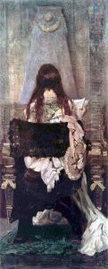 Woman playing the spinet by Hans Makart