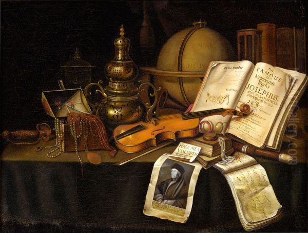 Stilleben mit Juwelen, Musikinstrumenten und Globus - view 1