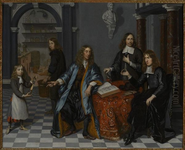 Collective portrait at the apothecary's in Delft, "In the mirror" - view 1