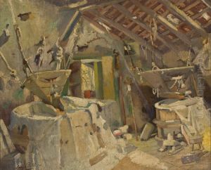 Interior of a water mill by Jose Julio de Sousa Pinto