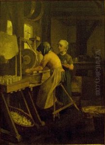 Women working in a glass factory by Constantin Meunier