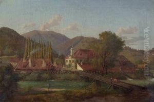 Factory Site on a River by Josef Von Schlogl