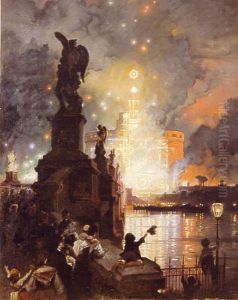 Feuerwerk auf der EngelsburgItaliano:La girandola a castel San Angelo by Franz Theodor Aerni