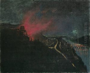 Heidelberg by Night with Fireworks