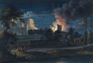Windsor Castle from Datchet Lane on a rejoicing night, 1768 by Paul Sandby