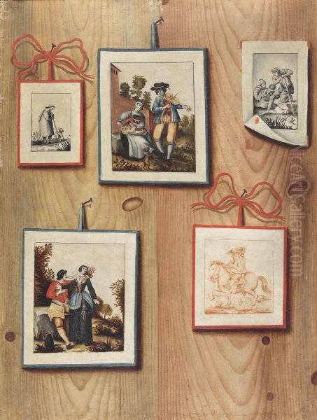 Trompe-l'oeil with Stuck Drawings and Engravings - view 1