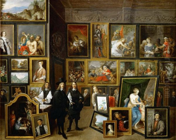 Portrait of Leopold Wilhelm, Archduke of Austria (1614-1662) in his Brussels gallery of paintings with the artist - view 1