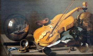 Vanitas-Stillleben mit Selbstbildnis by Pieter Claesz