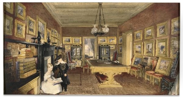 John Scarlett Davis, The Library at Tottenham, the seat of B. G. Windus, Esq. - view 1