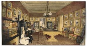 John Scarlett Davis, The Library at Tottenham, the seat of B. G. Windus, Esq. by John Scarlett Davis