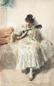 Girl playing mandolin
