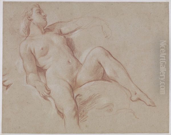 Female Nude on a Dolphin - view 1