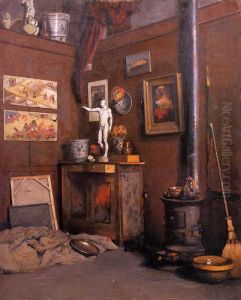 Interieur d'atelier au poele by Gustave Caillebotte