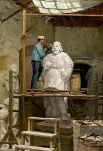 The Atelier of the Sculptor Simoes de Almeida by Jose Malhoa