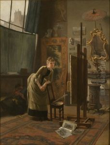 Admiratrice dans l'atelier by Edmond Leroy