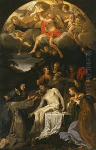 Deposition, with Saints Claire, Francis, Magdalene and John by Annibale Carracci