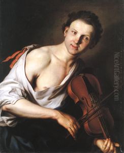Young Man Playing the Violin (Portrait of the Painter Donauer?) by Jan Kupecky