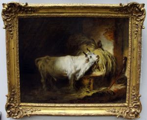 Le Taureau blanc a l'etable. by Jean-Honore Fragonard