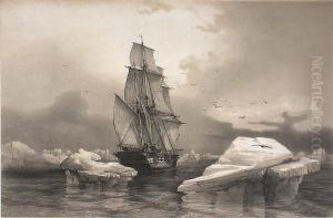 The French corvette "La Recherche" close to Bear Island, Svalbard, August 7 1838 by Auguste Etienne Francois Mayer