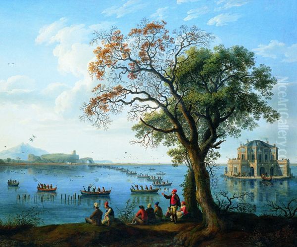 Ferdinand IV hunting for coots on Lake Fusaro - view 1