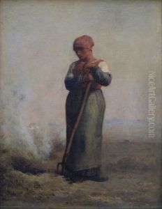 La Bruleuse d'herbes by Jean-Francois Millet