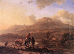 Italian Landscape at Sunset by Nicolaes Pieterszoon Berchem