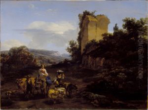 Landscape with Ruins and Travelers by Nicolaes Pieterszoon Berchem