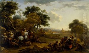 Landscape with a Hunting Party by Nicolaes Pieterszoon Berchem