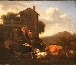 Paysage avec figures et animaux by Nicolaes Pieterszoon Berchem