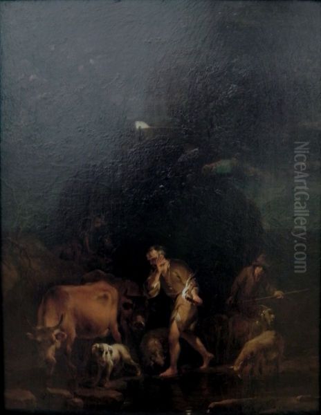 Shepherds in Moonlight by Torchlight - view 1