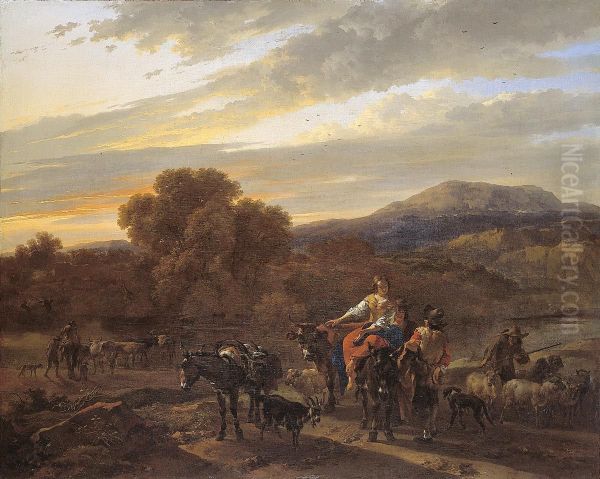Southern Landscape with Shepherds, Sheep and Cows - view 1