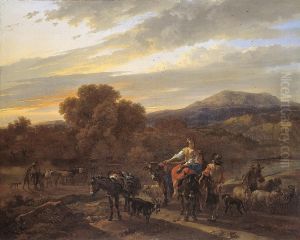 Southern Landscape with Shepherds, Sheep and Cows by Nicolaes Pieterszoon Berchem