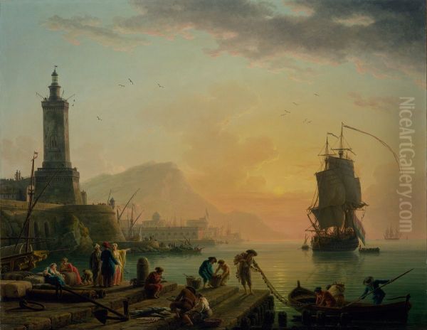 A Calm at a Mediterranean Port - view 1